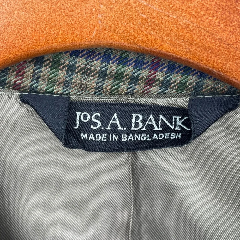 Jos A Bank 44R Sport Coat Blazer 100% Wool‎ Brown Multi Guncheck Plaid 2-Button